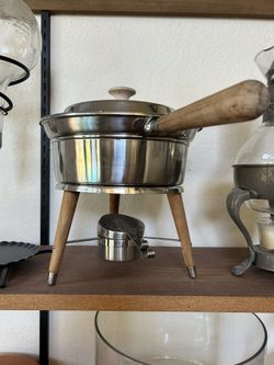 Vintage SS Food Warmer With Wooden Handle