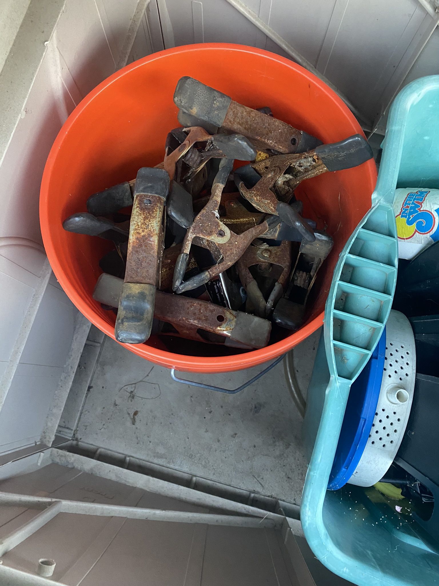 Bucket Of Clamps For Pool Cover