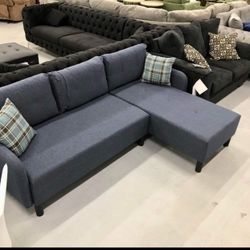 Small Blue Modern L Shaped Couch Sectional🤩 Living Room Set✅