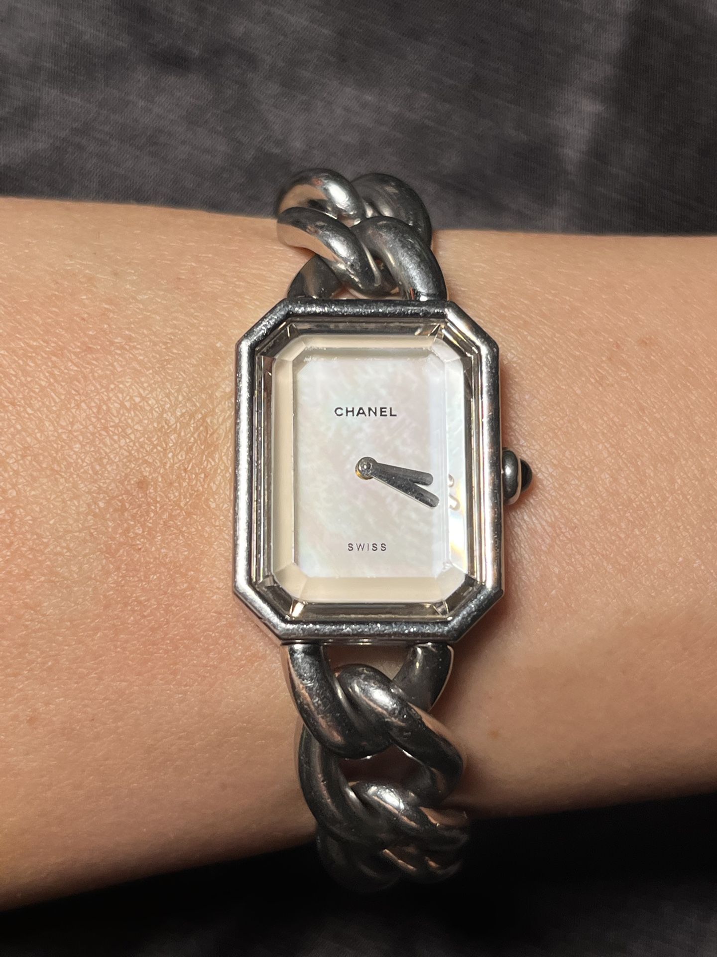 Chanel Paris Ladies Watch with Mother of Pearl Dial Cuban Link Bracelet 1987