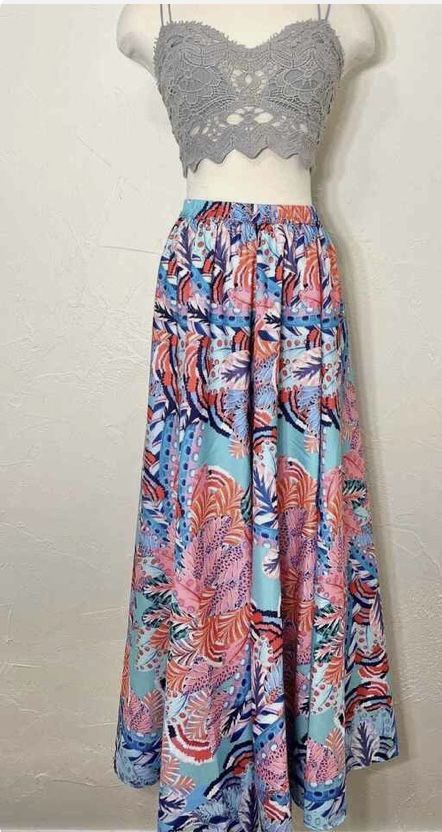 Long Maxi Floral Print Skirt