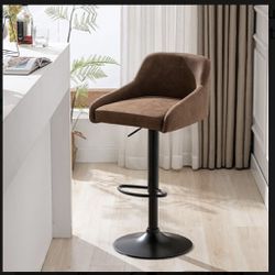 Fefances Bar Stools Counter Height Bar Chair Faux PU Swivel Bar Stools Beauty, Salon, Spa, Height Adjustable with Black Metal Base 