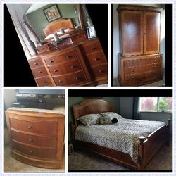 5 piece king Bedroom set cherry SOLID Amazing Quality