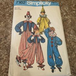 Vintage Simplicity 7162 Clown Costume Pattern Shipping Available
