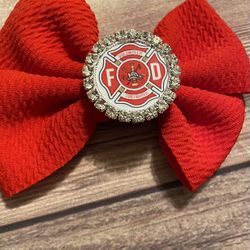 Firefighter Hair Bow