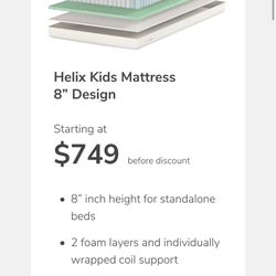 Helix Kids Twin Bed Mattress 8”