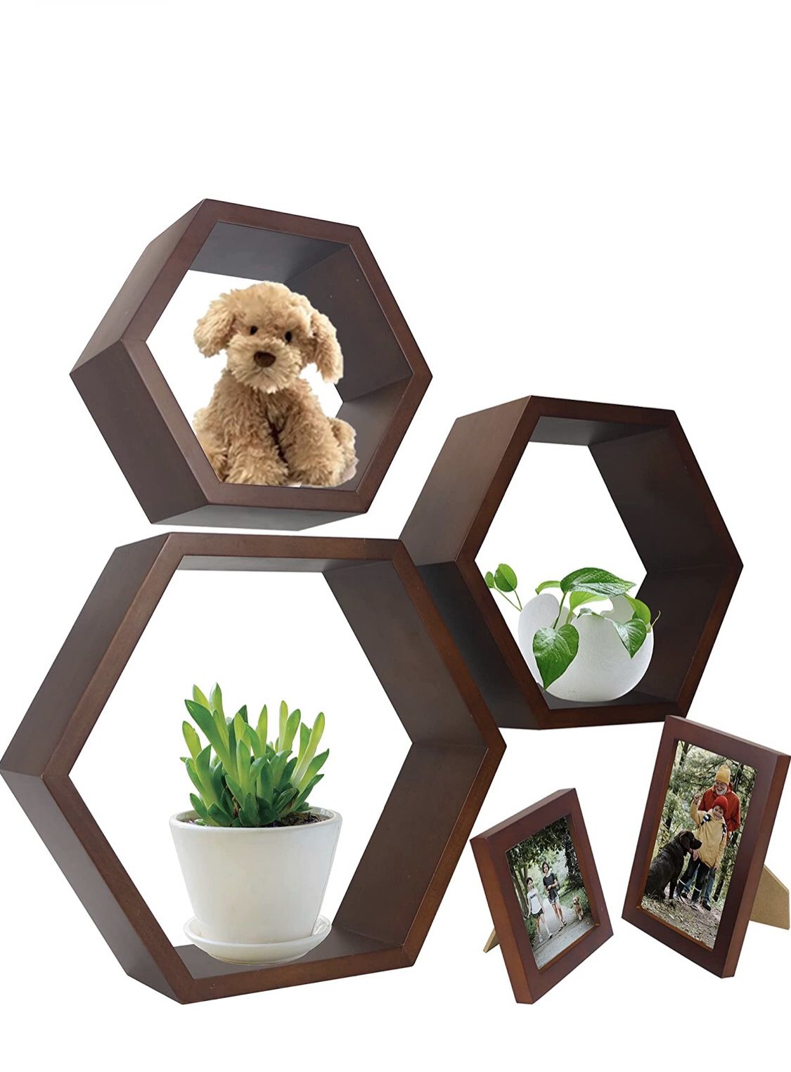 Hexagon Floating Shelves 5Pcs Wall Mounted Set Honeycomb Floating Shelves,