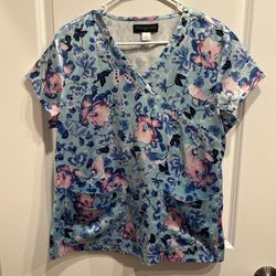 Mariposa Women's Floral Scrub Top Size Medium. 