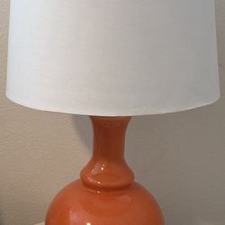 Orange Table Lamp with White Shade