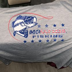 Long Sleeve, Mossy Oak Fishing Shirt, Red, White, And Blue