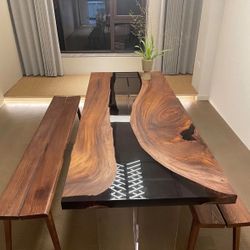 Epoxy Wood Dining Table 