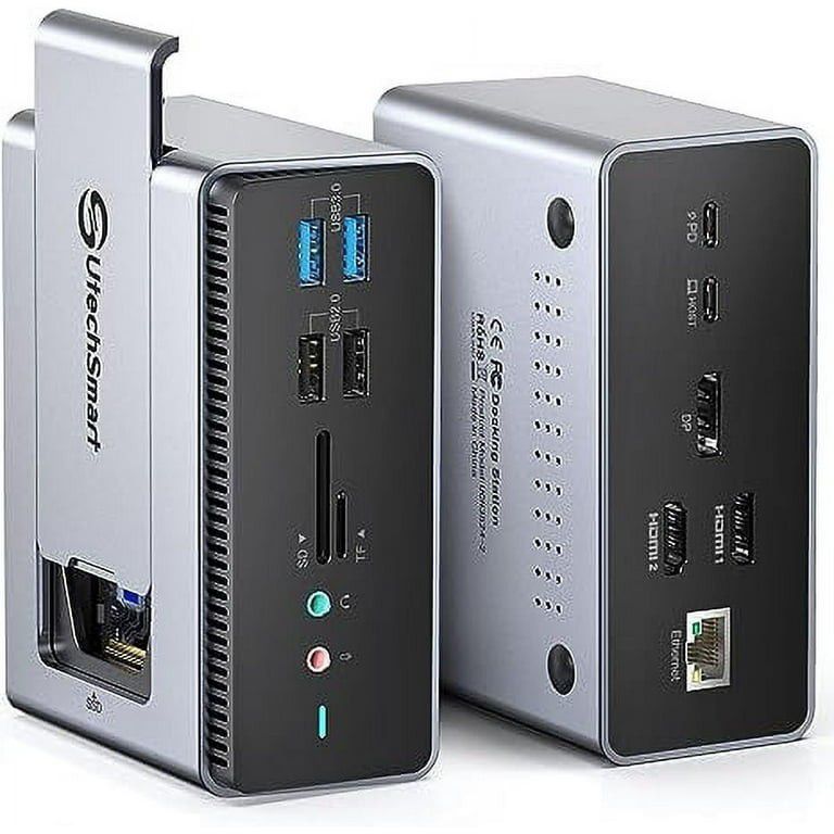 UtechSmart 15 in 1 Triple Monitors USB-C Docking Station UCN3524-2 - GRAY


