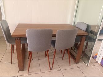 IKEA Oak Table + 4 Upholstered Chairs (Like New w/ Tags!)