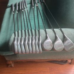 LH  Reaction Power Golf :3-PW irons,  and 1, 3, & 5 woods.