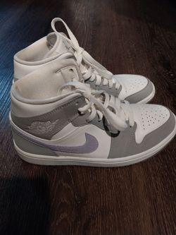 Air Jordan 1 Mid White Grey Purple Sneakers