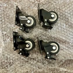 Set of 4 Heavy Duty Lockable Caster Wheels with Brake No Noise Size 2" New Condition