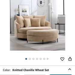 Oversized Barrel Chair With Ottoman, Round Chair