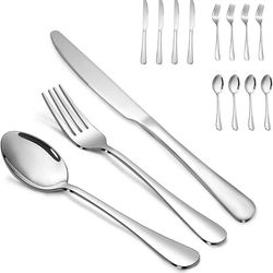 new Silverware Set, Stainless Steel Knives Spoon Forks Set for Home, Kitchen and Restaurant, Mirror Polished& Dishwasher Safe (12pcs-Silverware set)  