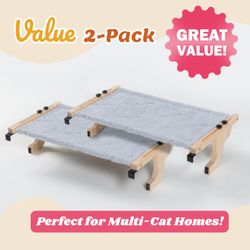 New Zakkart Cat Window Perches – Set of 2, Large, Natural Wood/Gray