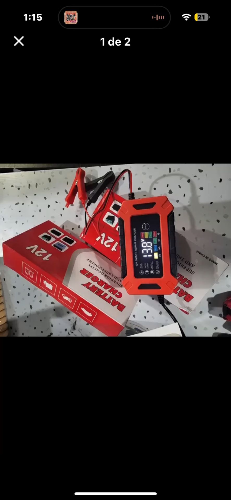 E-FAST Smart Car Battery Charger and Maintainer, 12V 2Ah-150Ah with Temperature Compensation, Auto-Stop Function and Desulfator - Red and Black Design