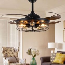 48" RETRACTABLE BLADES CEILING FAN