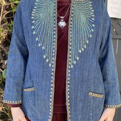Denim Jacket With Beadwork
