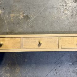 Large wooden hanging shelf with 3 drawers. 