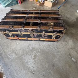 Antique Trunk . 21 X 36 X 13 Inches Tall .