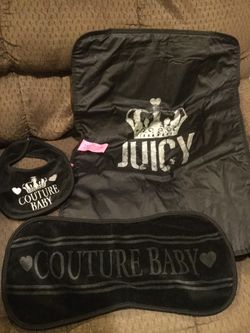 Juicy Couture Baby Diaper Bag Accessories bib, burp rag and changing pad