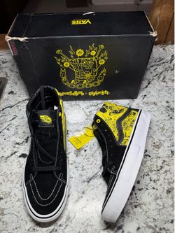 Size 9.5 - Vans x Spongebob Mike Gigliotti Sk8-Hi Skate Sneakers black/Yellow