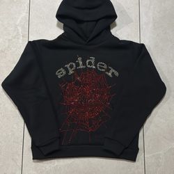 black rhinestone spider web hoodie