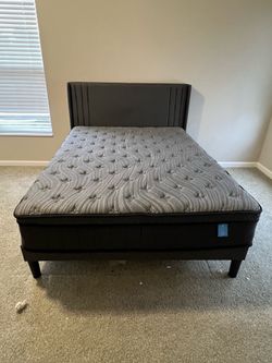 Queen Bed Frame with Headboard & Mattress