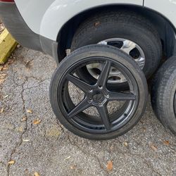 18 Inch Black 5-Spoke Wheels & Tires – Clean Set – Ready to Mount