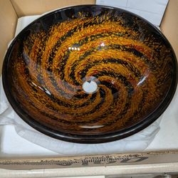 Northern Lights Glass Vessel Bathroom Sink. New In Box.