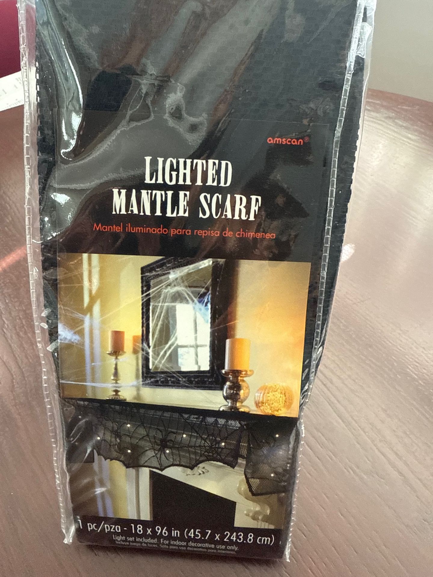 Halloween-Lighted Scarf For Fireplace Mantel