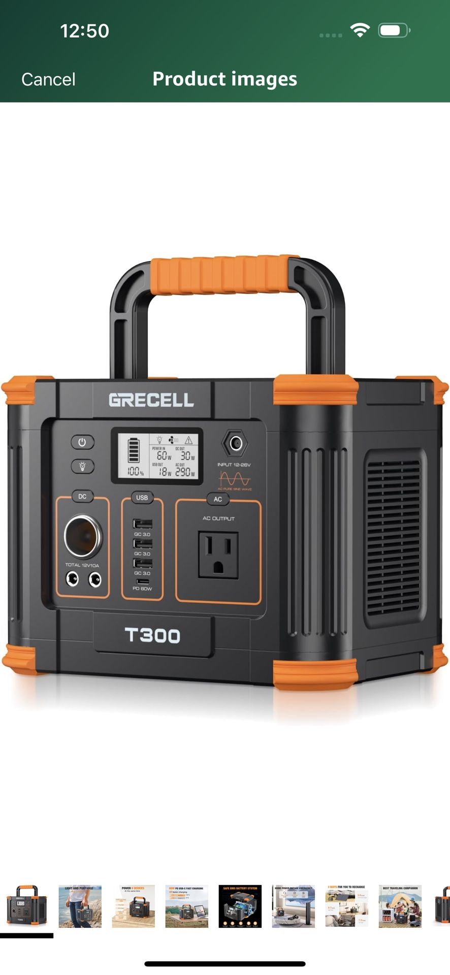 Portable Power Station 300W (Peak 600W), GRECELL 288Wh Solar Generator with 60W USB-C PD Output, 110V Pure Sine Wave AC Outlet Backup Lithium Battery 
