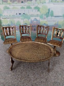 Brass Miniature Table & Chair Set