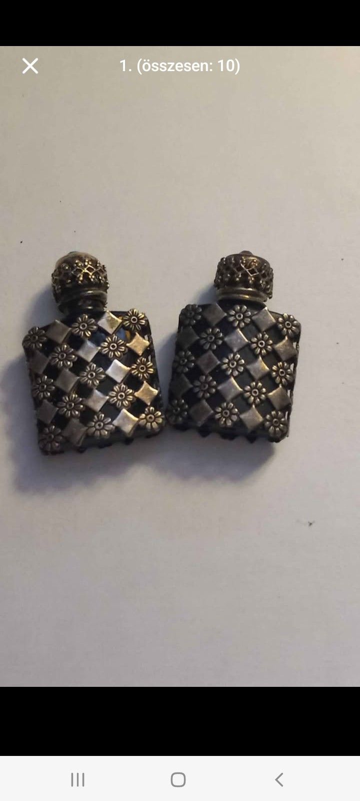 Vintage French Miniature Perfume Bottles – Ornate Pair with Jeweled Caps