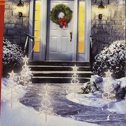2 Boxes (10 pieces)  Home Accents Holiday Spiral Tree Pathway Light with Clear Bulbs