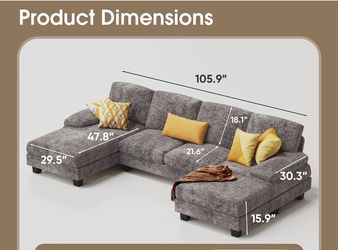 Gray Fabric Sectional Sofa