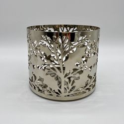 Chrome Holly Leaf Bath and Body Works 3-Wick Candle Holder Sleeve 