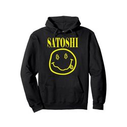Satoshi Yellow Smile Face Pullover Hoodie – Size L (Black) Unisex