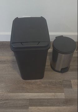 $7 =  13 gallon  trash can + mini stainless steel trash can