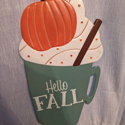 NEW large fall decor sign yard photoshoot pumpkin latte coffee