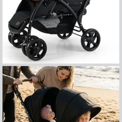 Double Stroller With Rain & Cup Holder Attachments 