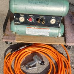 Air COMPRESER  W/50 Ft Hose, GUN Hitachi EC-119 2.5