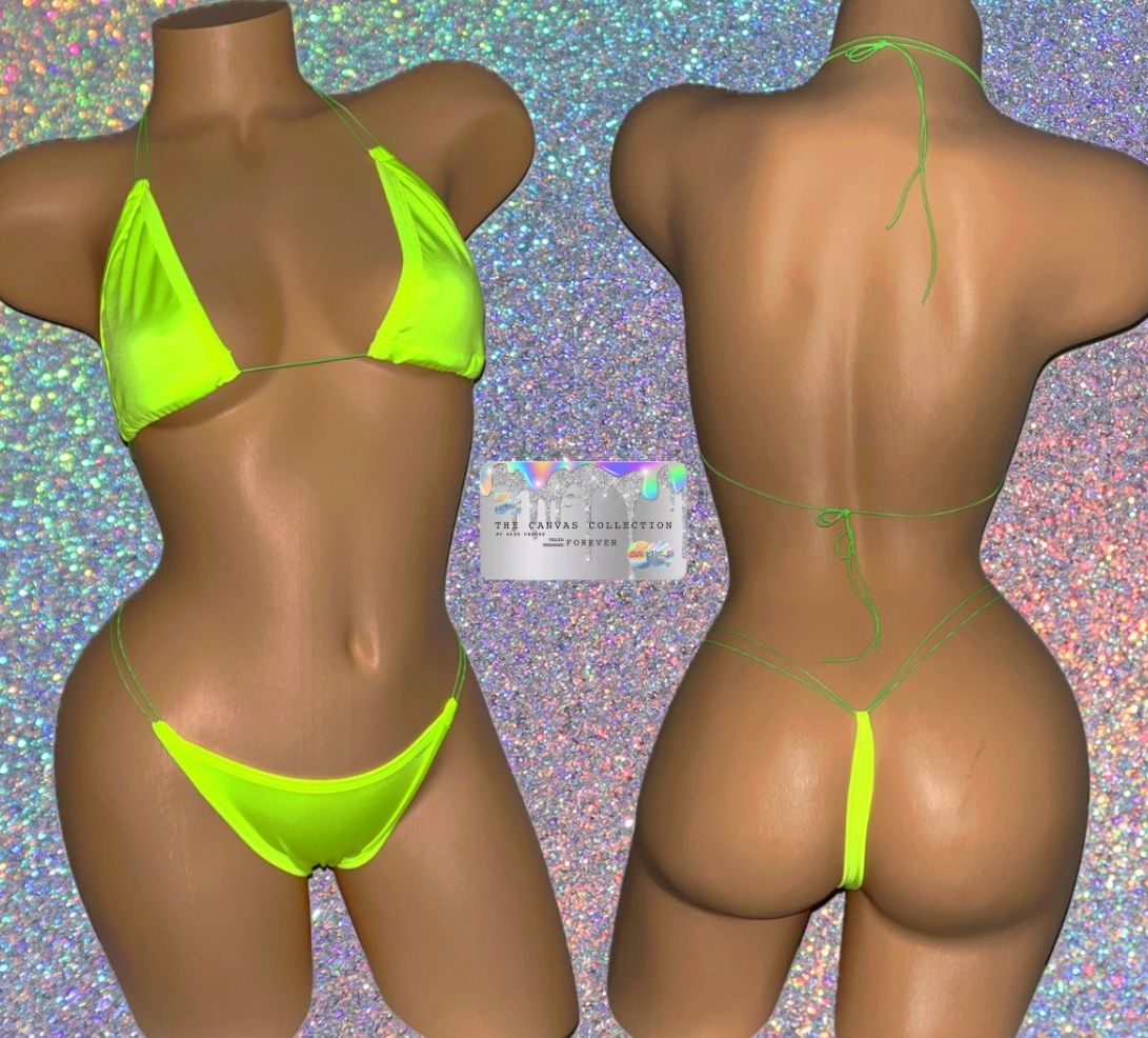 EXOTIC DANCE WEAR: NEON GREEN 2 PIECE SET