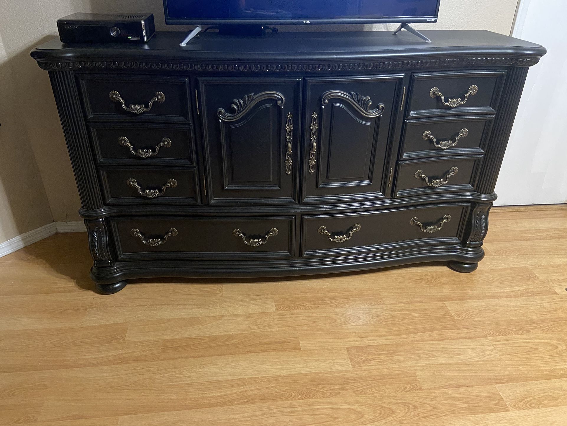 Large black wood Dresser / Cabinet