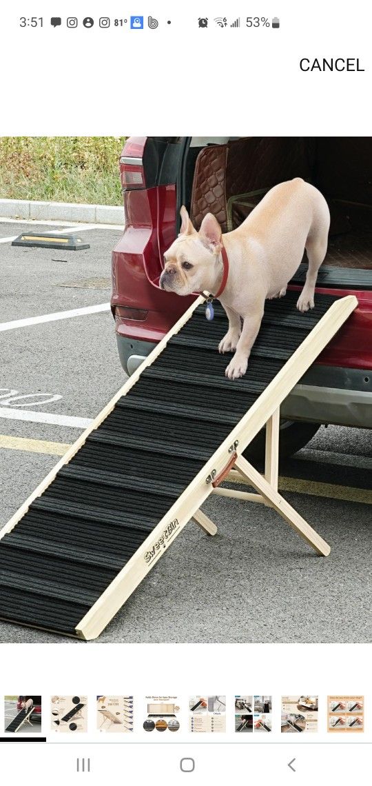 Dog Ramp for High Bed - Car Ramp for Dog - Anti-Slip Carpet - 51" Long Adjustable 14"-28" Dog Ramps for Small Dogs Large Dogs - Dog Ramp for Couch, Be