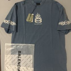 Balenciaga Flame Tee Blue/White